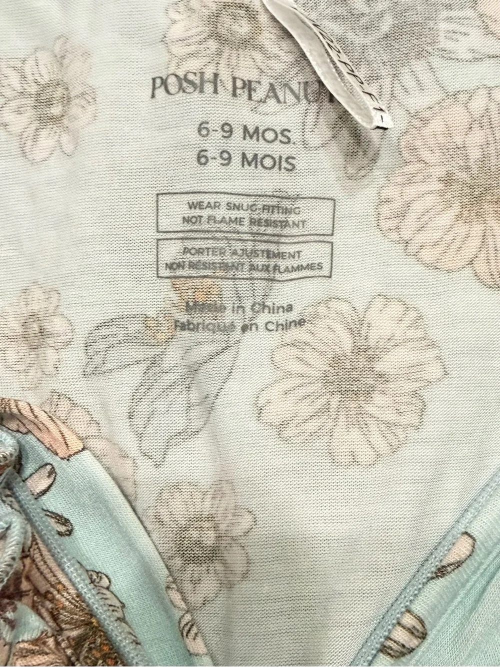 Posh Peanut Baby Girl Bamboo Boho Floral Footed Zippy Size 6-9 Months Blue/Pink